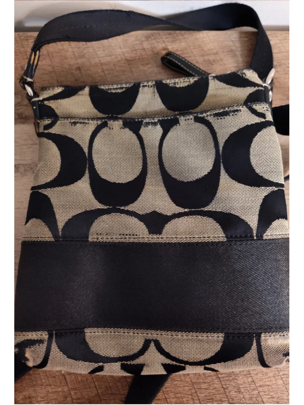 Women's Coach Crossbody Bag One Size Black and Beige